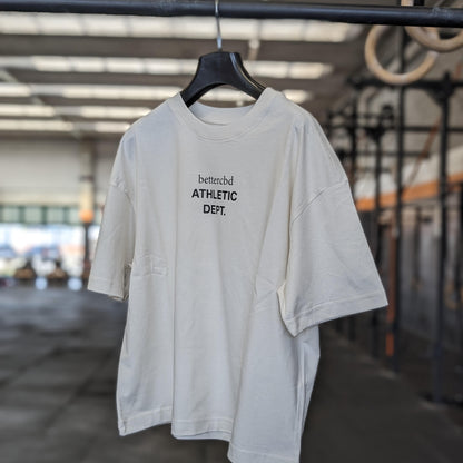 T-Shirt Donna Cropped Oversize Bettercbd® Athletic Dept. - White Sand