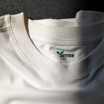 T-Shirt Donna Cropped Oversize Bettercbd® Athletic Dept. - White Sand